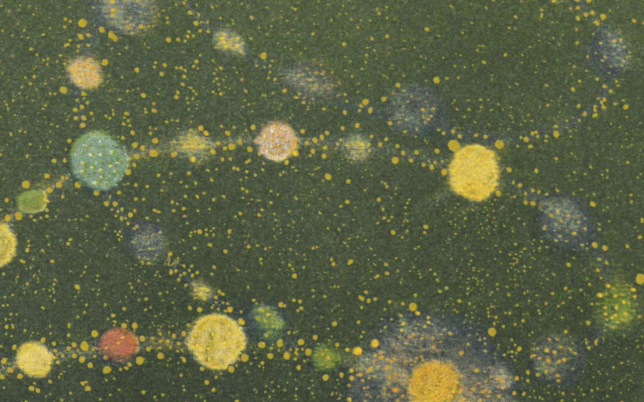 A close view of an antique celestial field with constellations